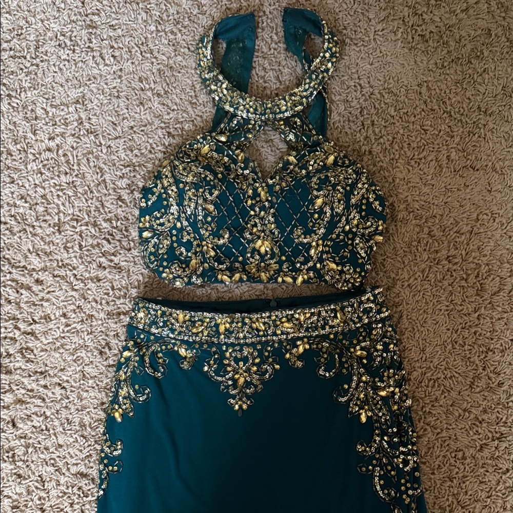 Embellished Green Maxi Dress